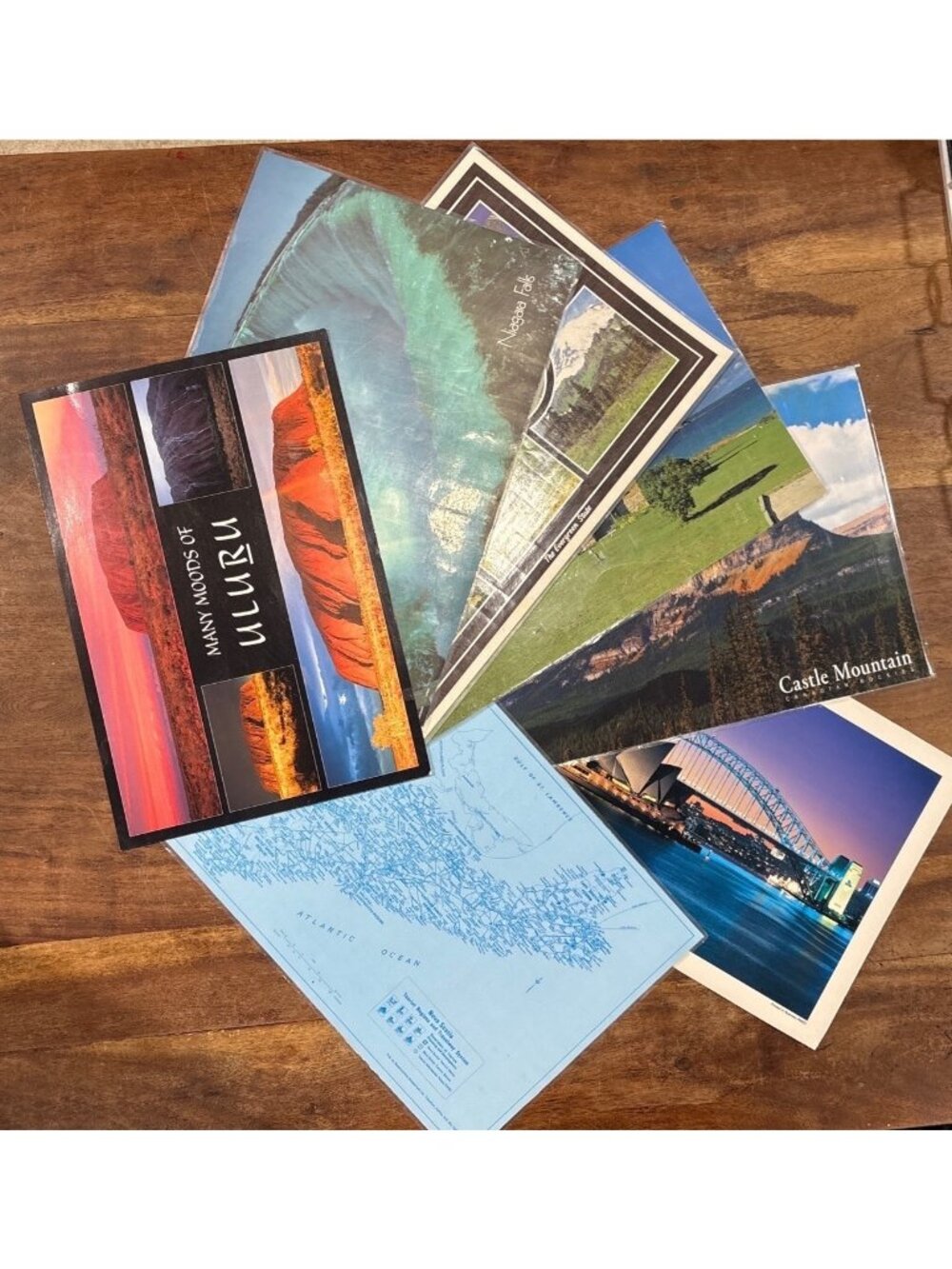 Vintage Travel Postcard & Map Lot Featuring Uluru Niagara Falls Nova Scotia And